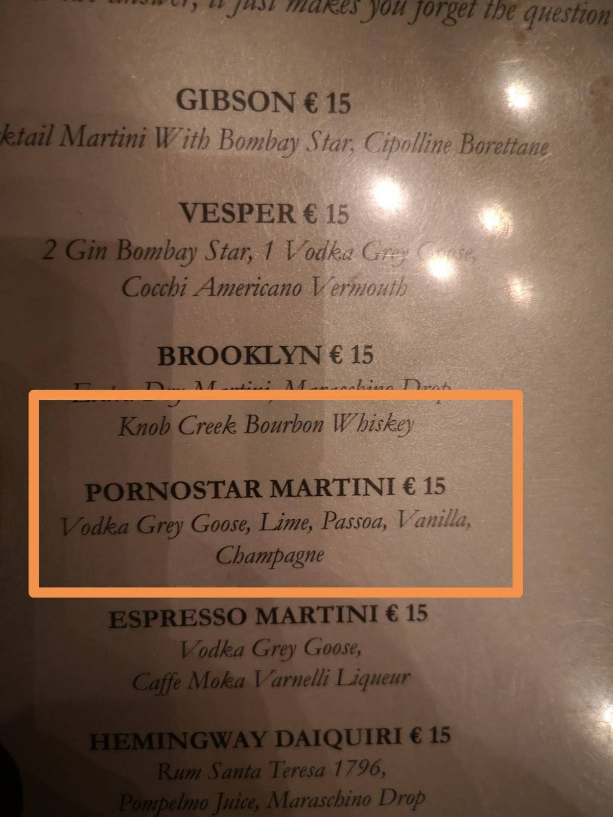 Menu di Emerald's Independent Bar 