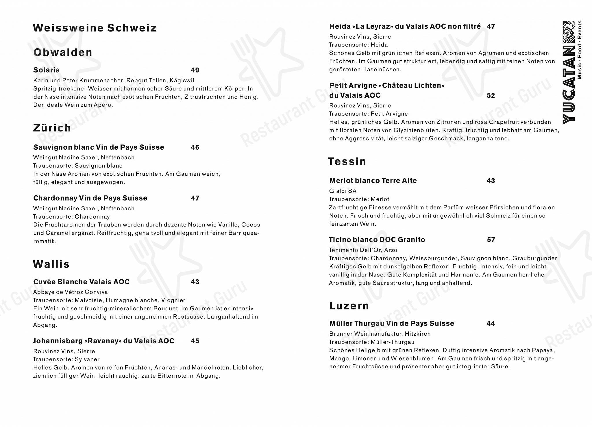 Lunch Menu per Yucatan Kitchen&Bar pub & bar