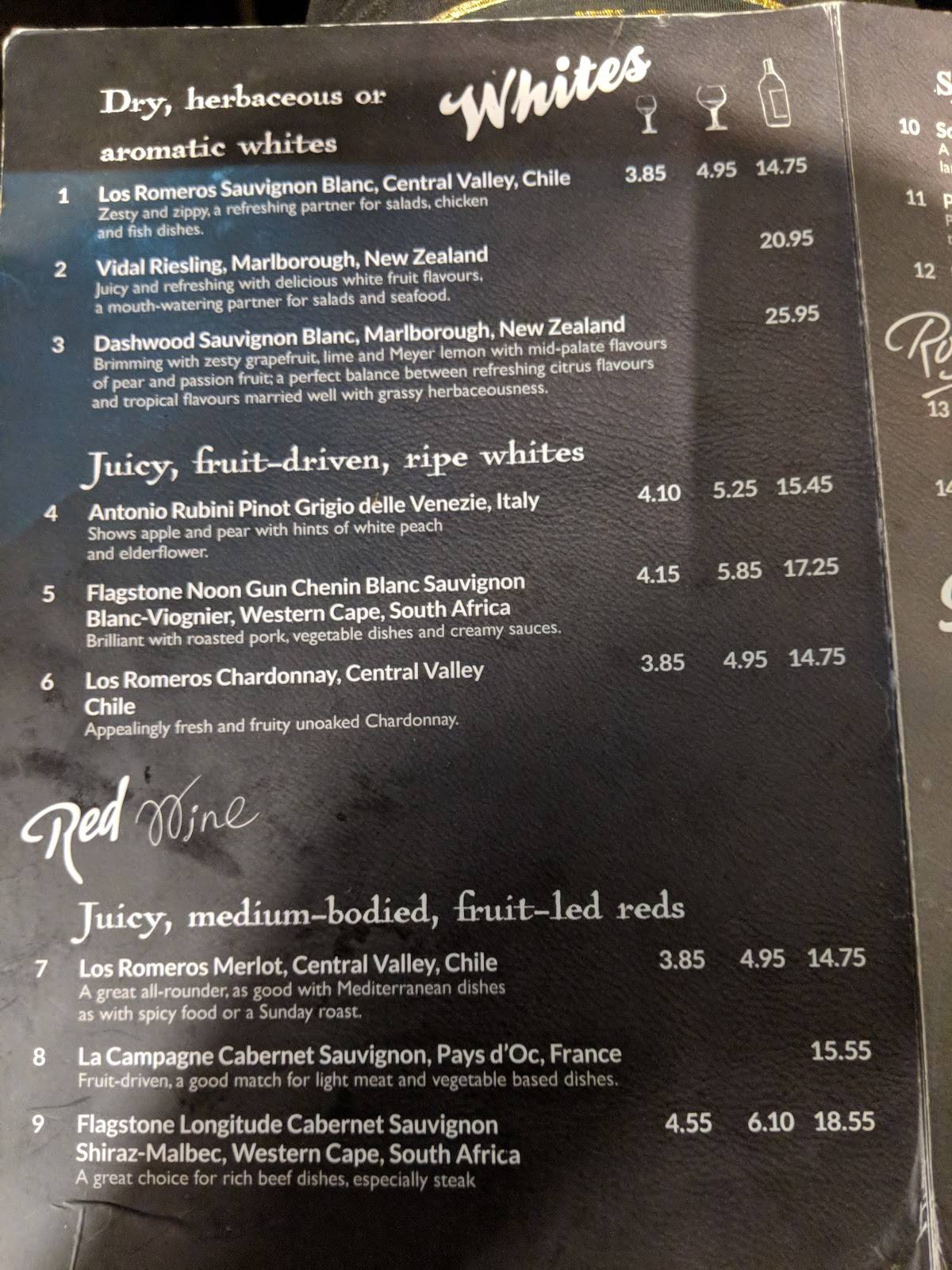 Menu at The Engine Room pub & bar, Gateshead