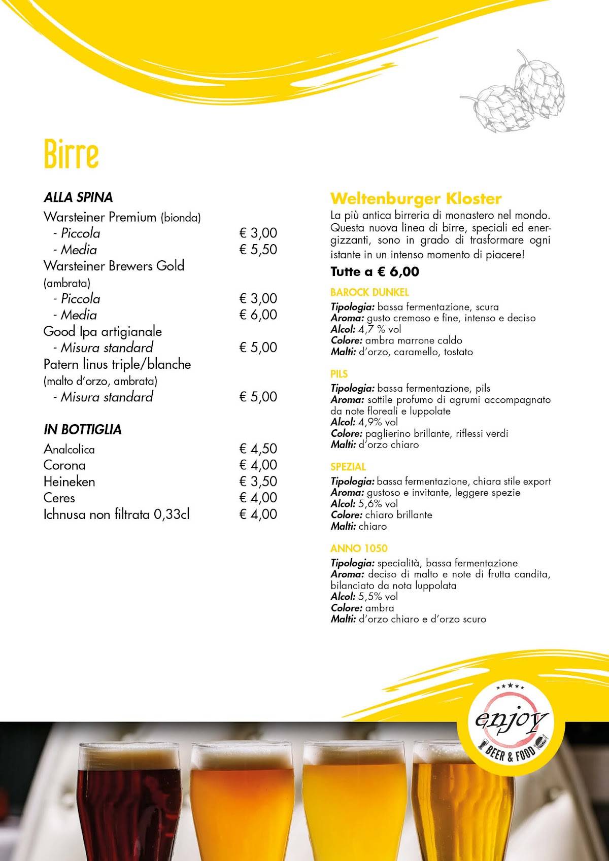 Menu di Enjoy – Bar, Pizzeria, Hamburgeria in Vallecamonica 