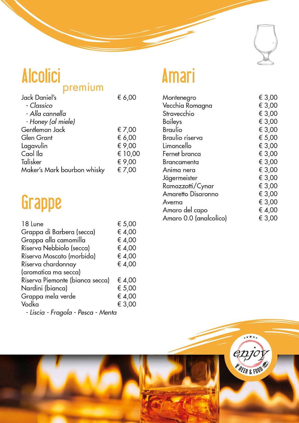 Menu di Enjoy – Bar, Pizzeria, Hamburgeria in Vallecamonica 