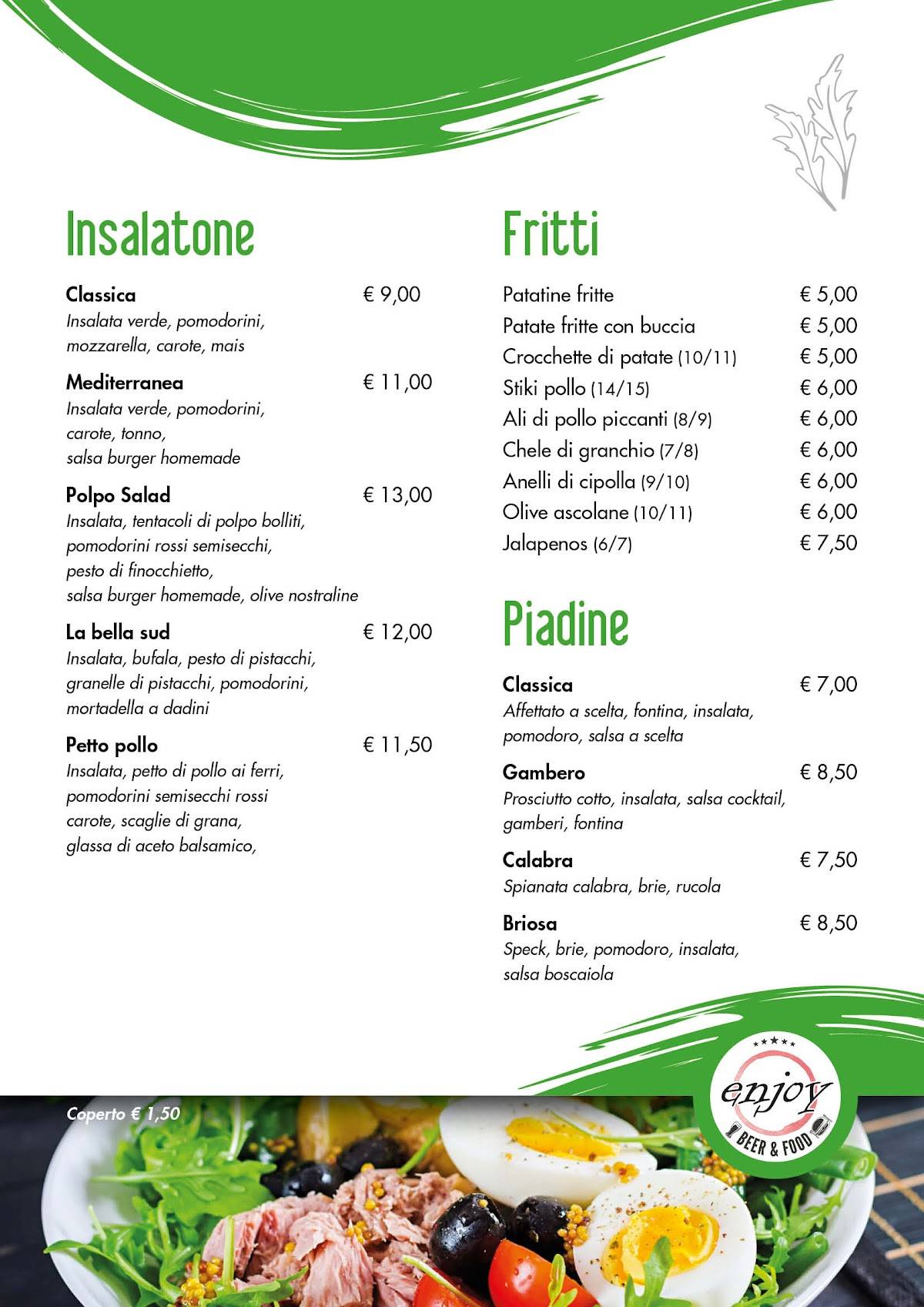 Menu di Enjoy – Bar, Pizzeria, Hamburgeria in Vallecamonica 