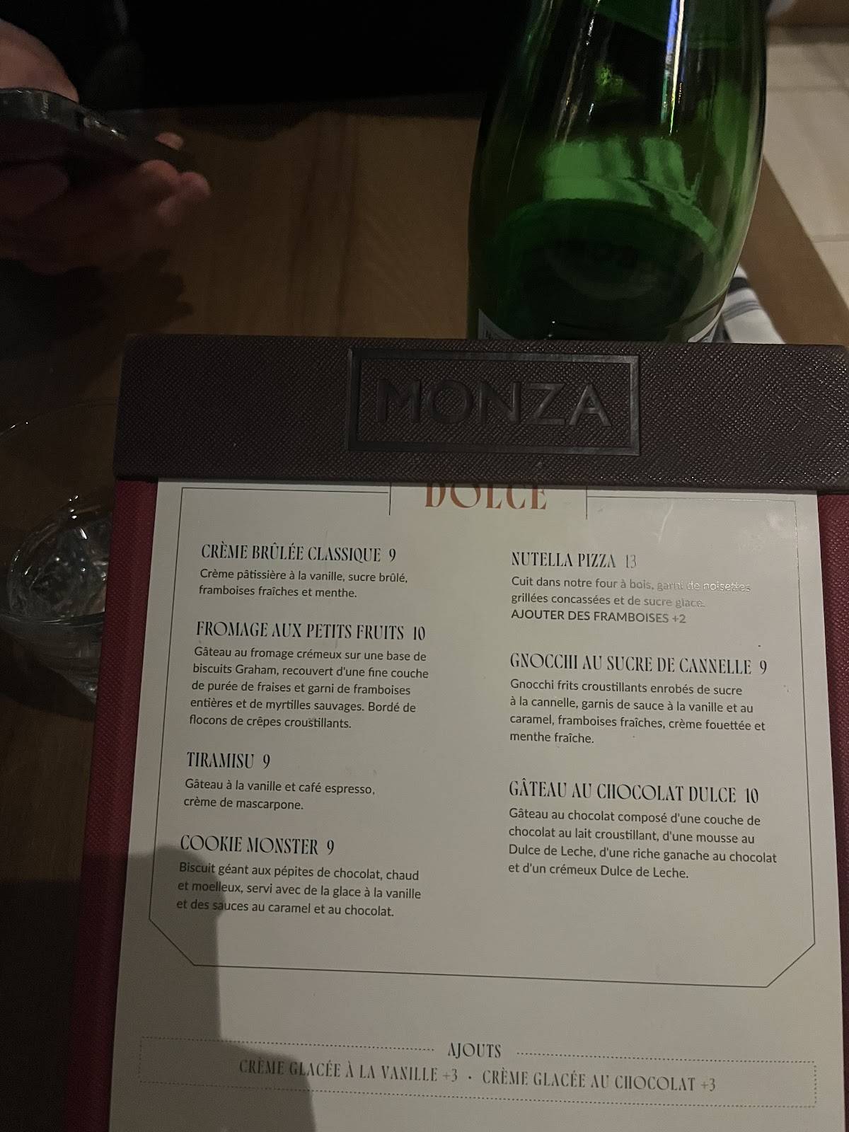 Menu de Enoteca Monza Pizzeria Moderna