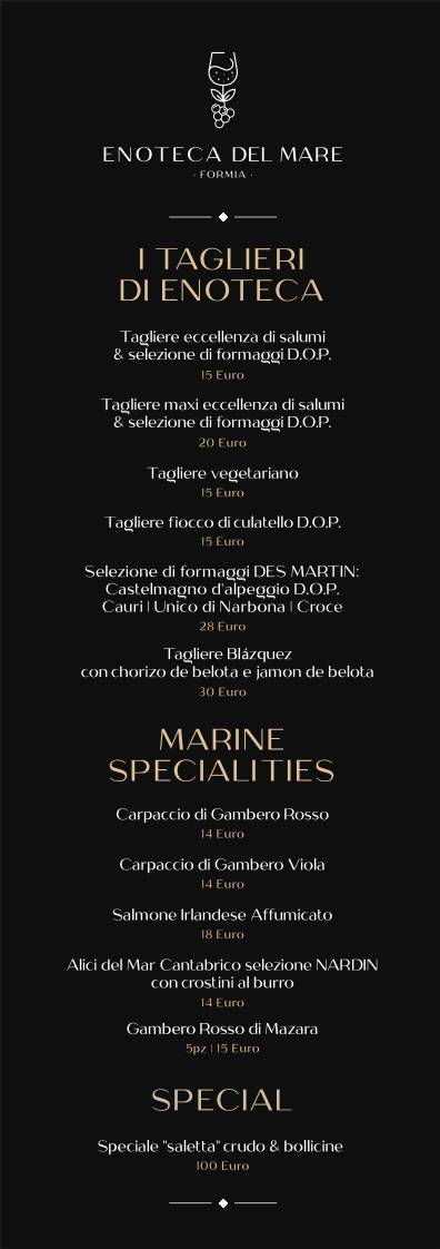 Menu di Enoteca del Mare 