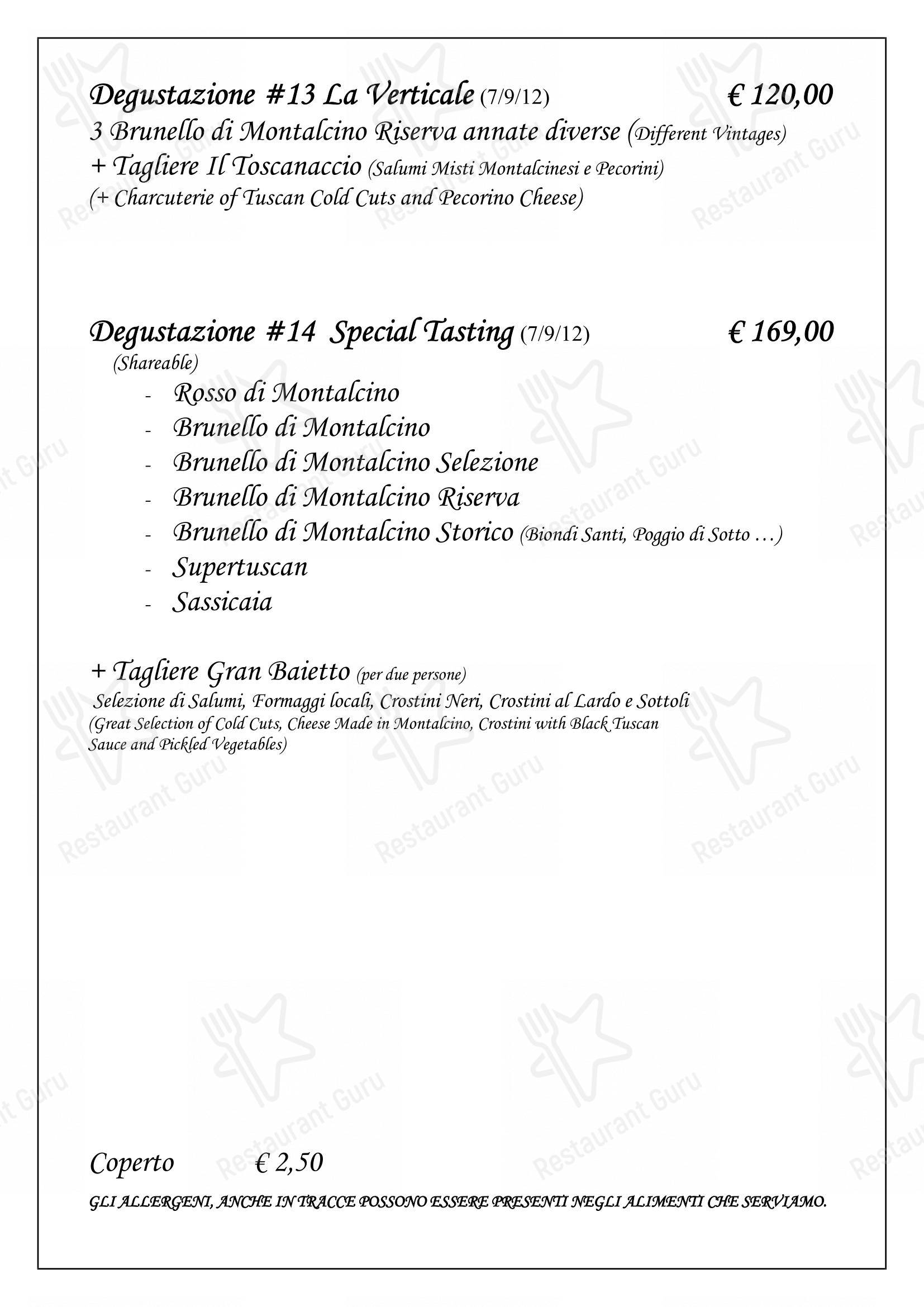 Enoteca di Piazza in Montalcino - 菜单