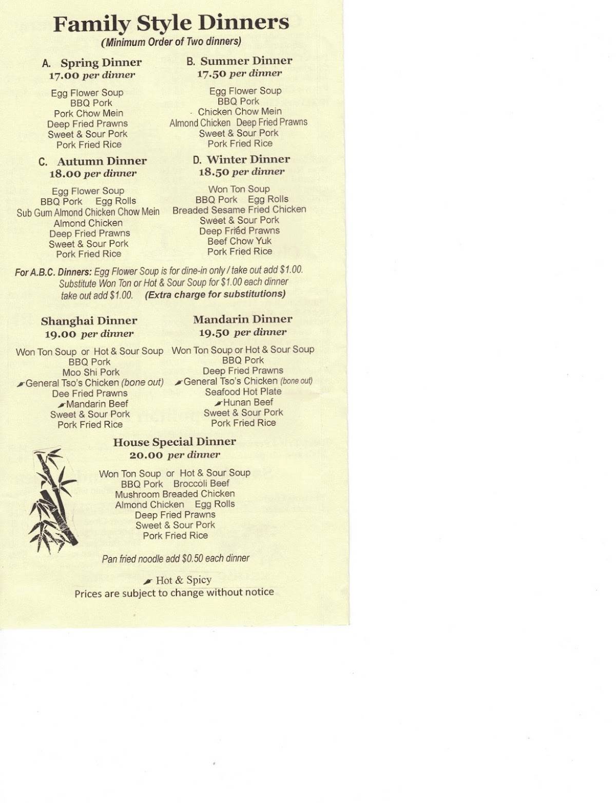 Menu at Four Seasons Chinese Restaurant, Enumclaw