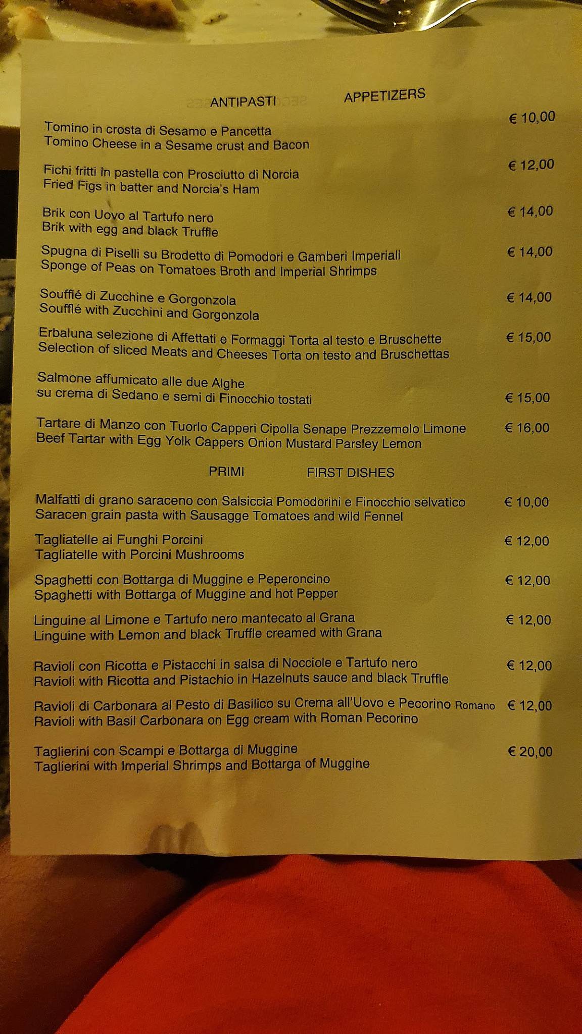 Menu di Erba Luna Ristorante 