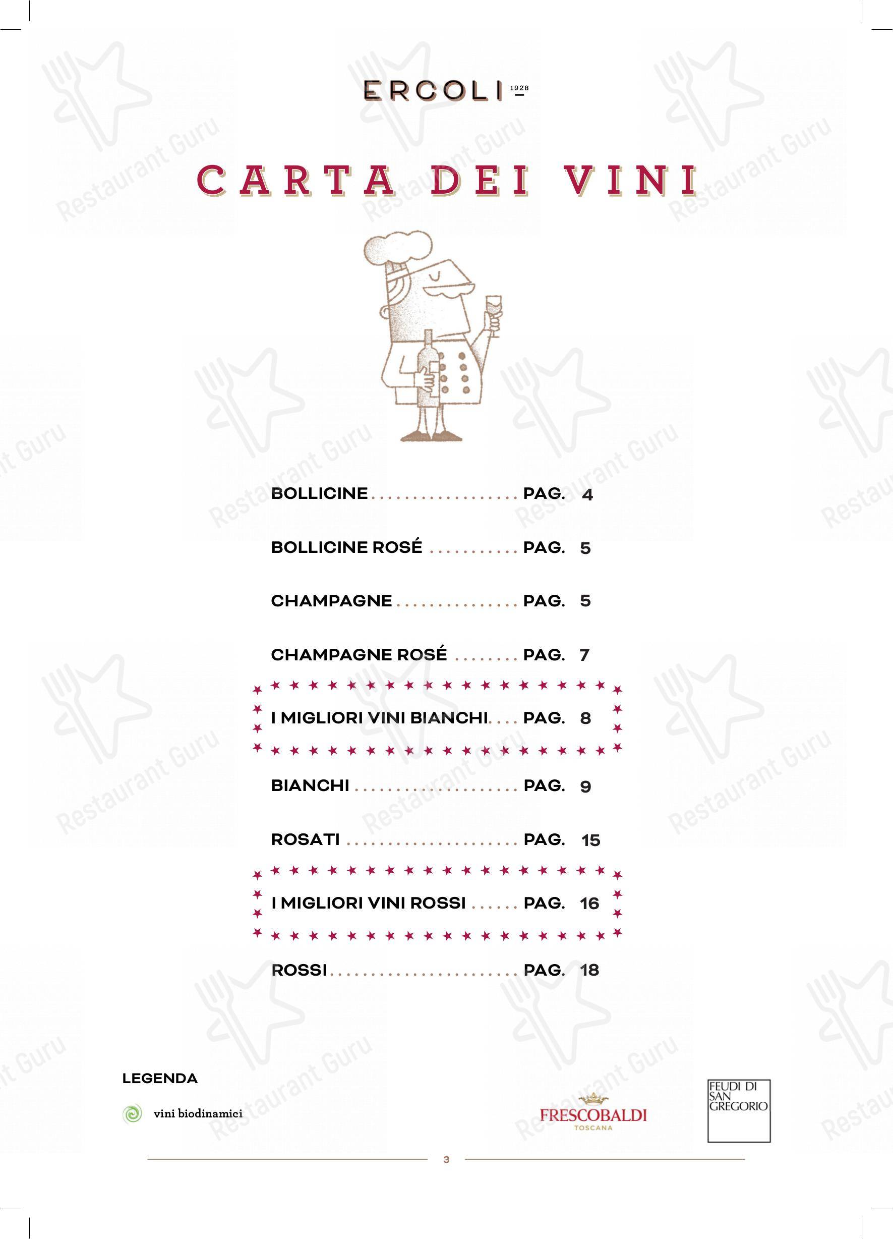 Основное меню per Ercoli 1928 Prati ristorante