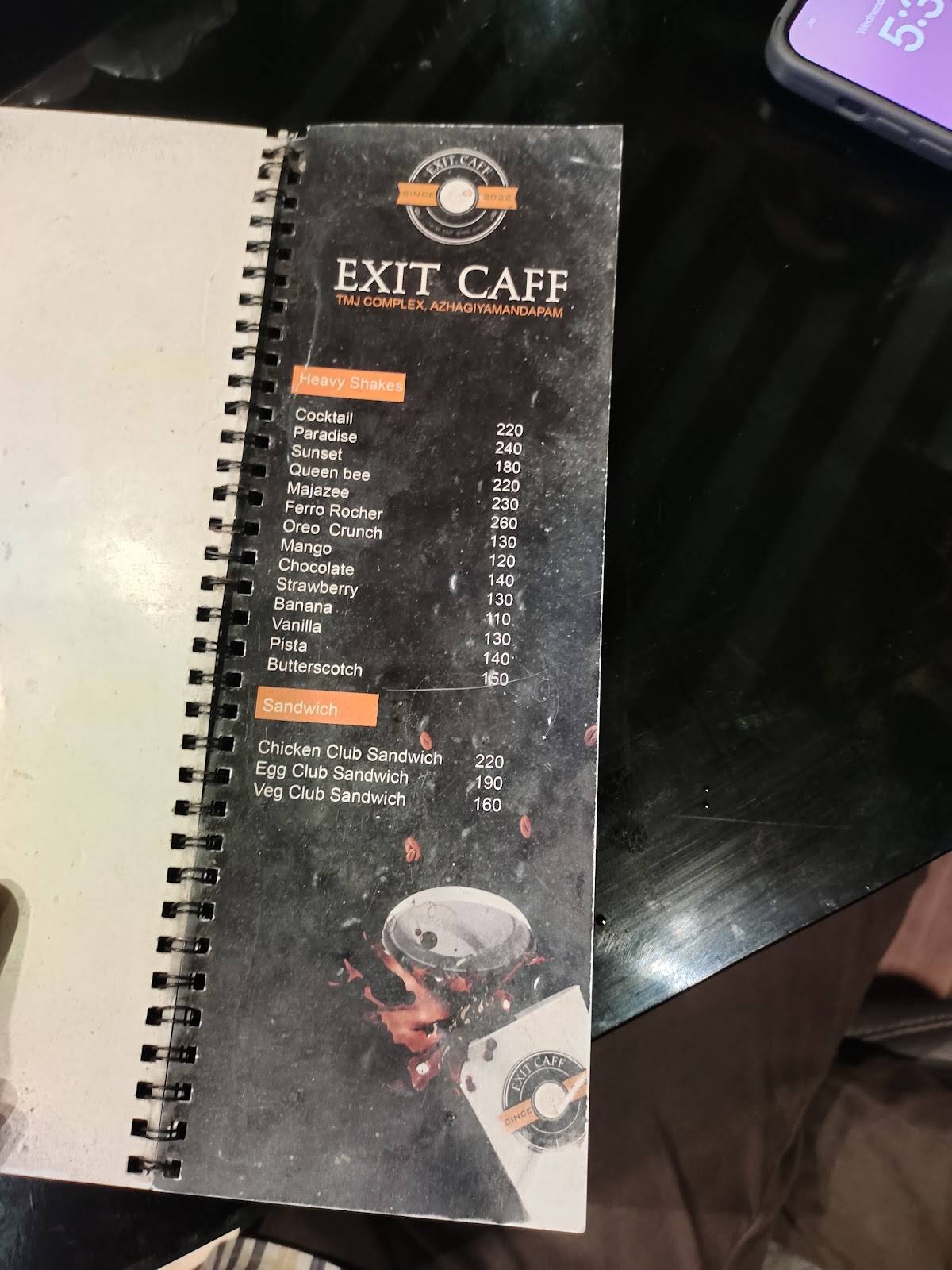 Exit Caff menu