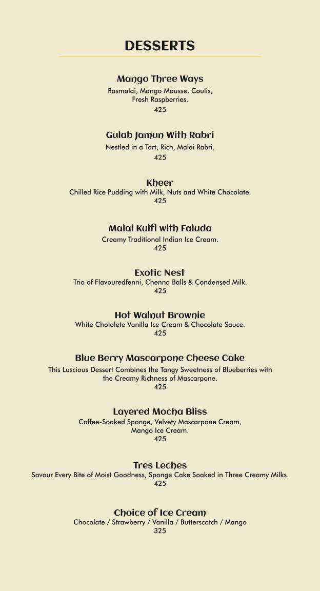 Exotica Hitech City- North Indian Rooftop Restaurant menu