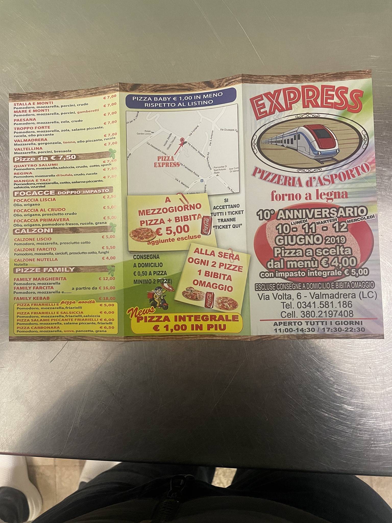 Menu di Express Pizza Pizzeria da asporto e domicilio Valmadrera 