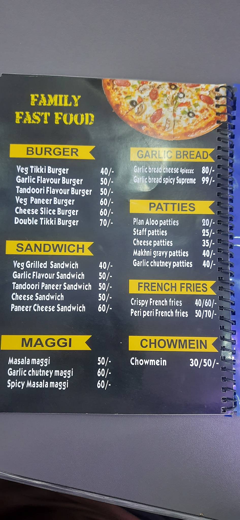 FAMILY FAST FOOD menu