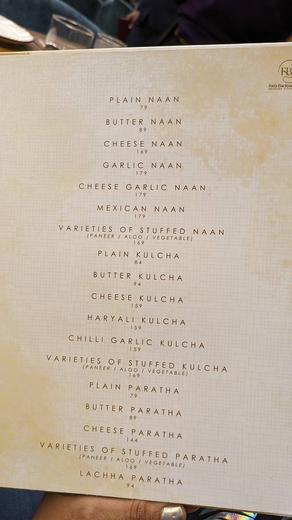 FBK - FEN'S BACKYARD KITCHEN menu