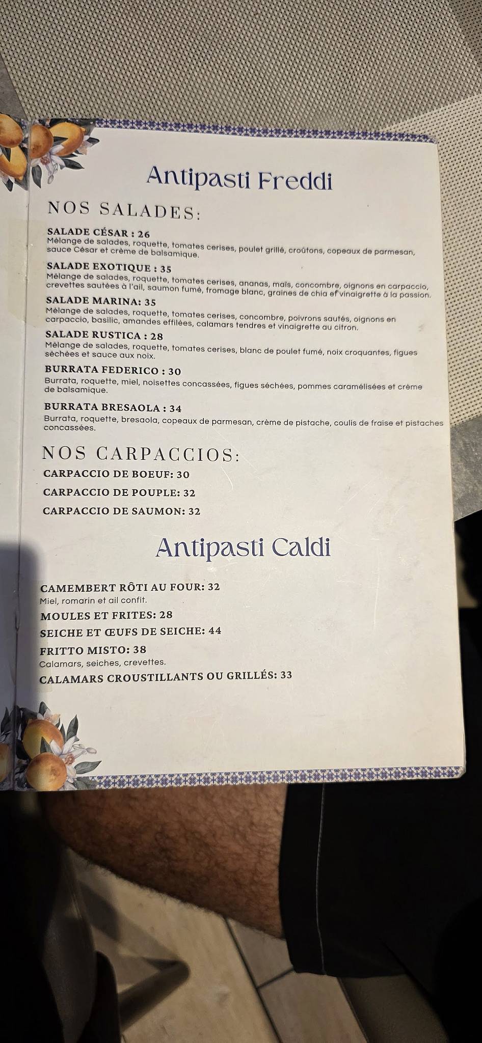 Menu de FEDERICO