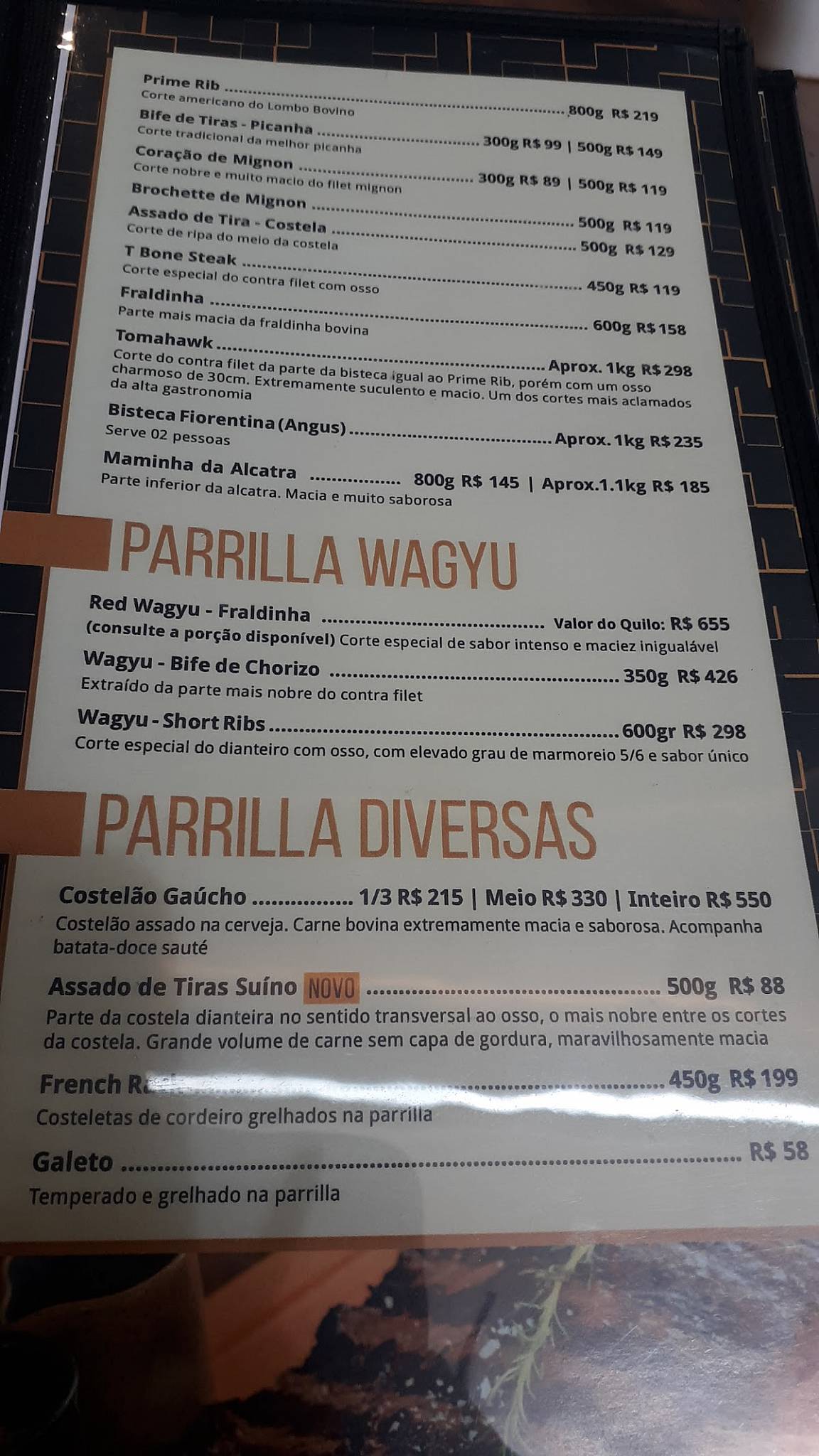 Família Paludo Restaurante cardápio