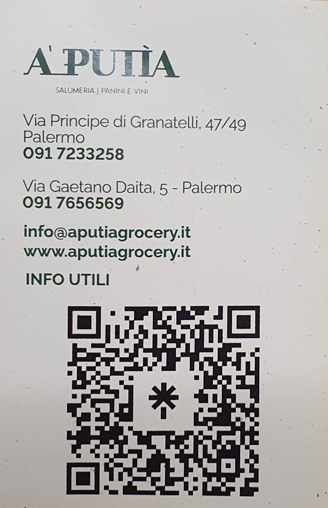 Menu di A’ Putìa - Salumeria Panini e Vini Palermo 