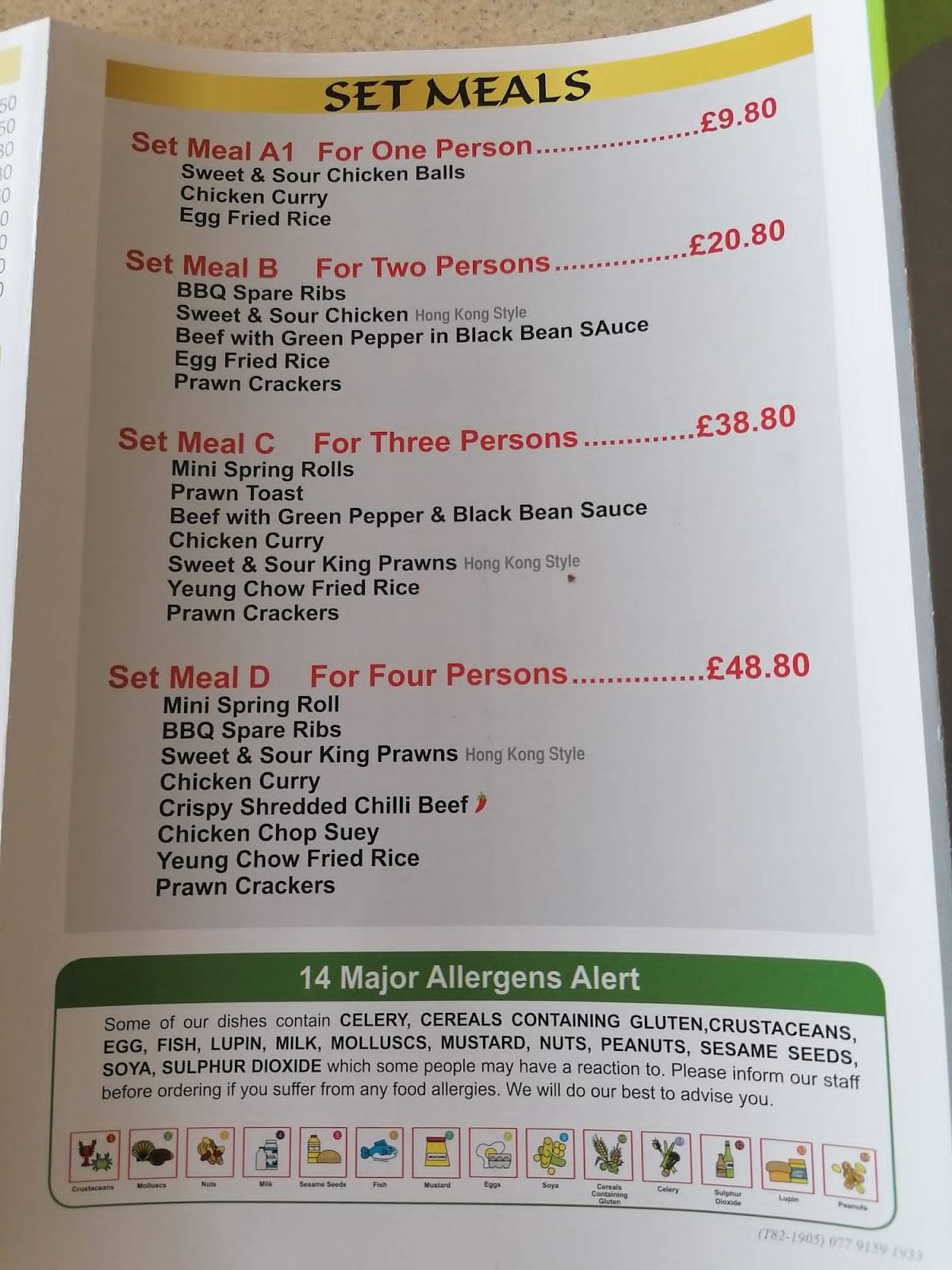 Menu at Kites of Waddington fast food, Lincoln, Bar Ln