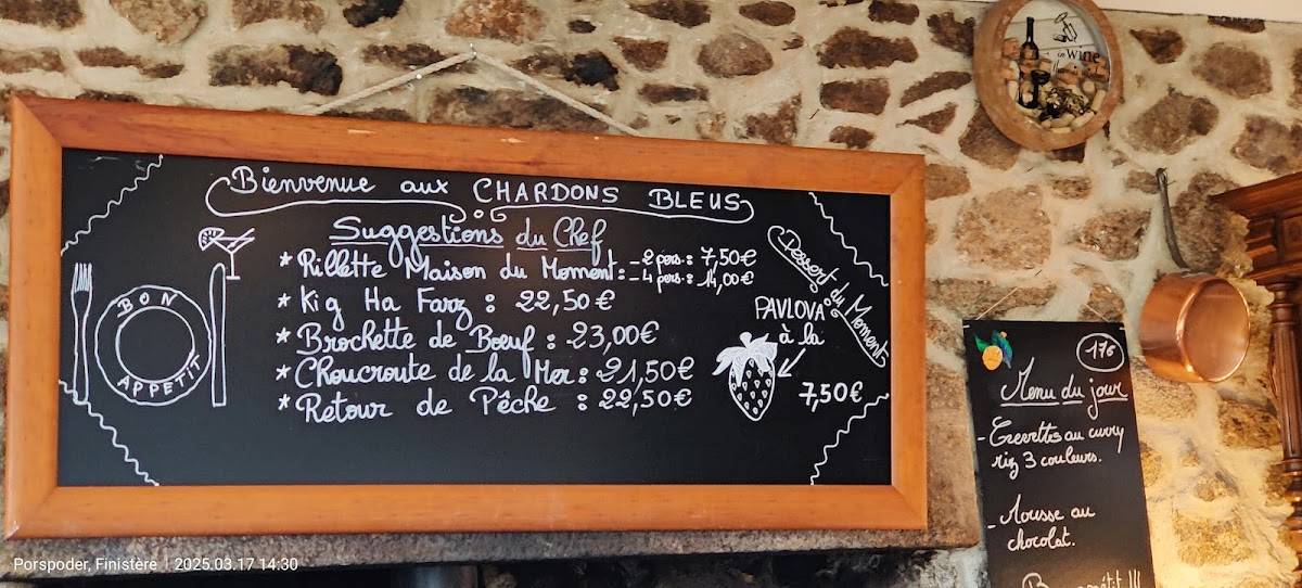 Menu de Crêperie Les Chardons Bleus Porspoder Radénoc