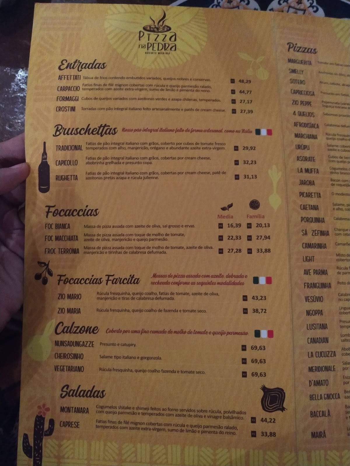 Oxente Menina Pizza na Pedra cardápio