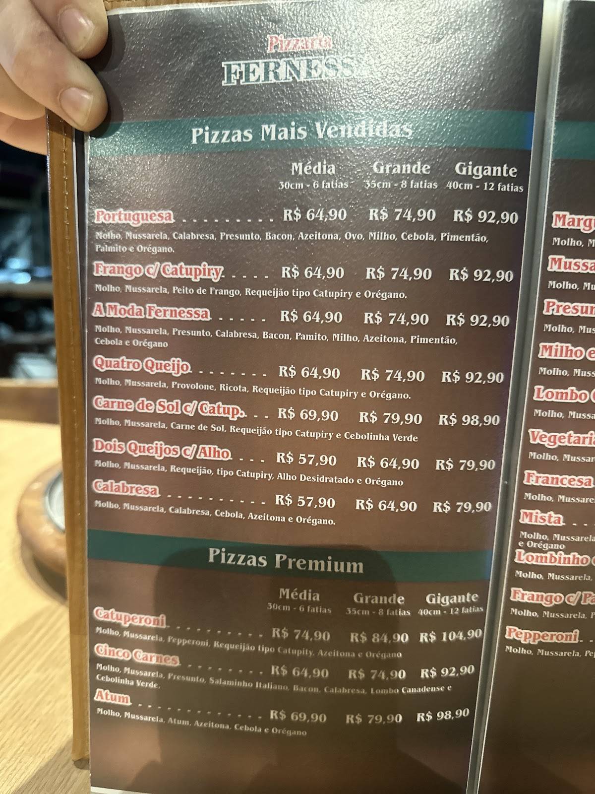 Fernessa Pizzaria e Lanchonete cardápio