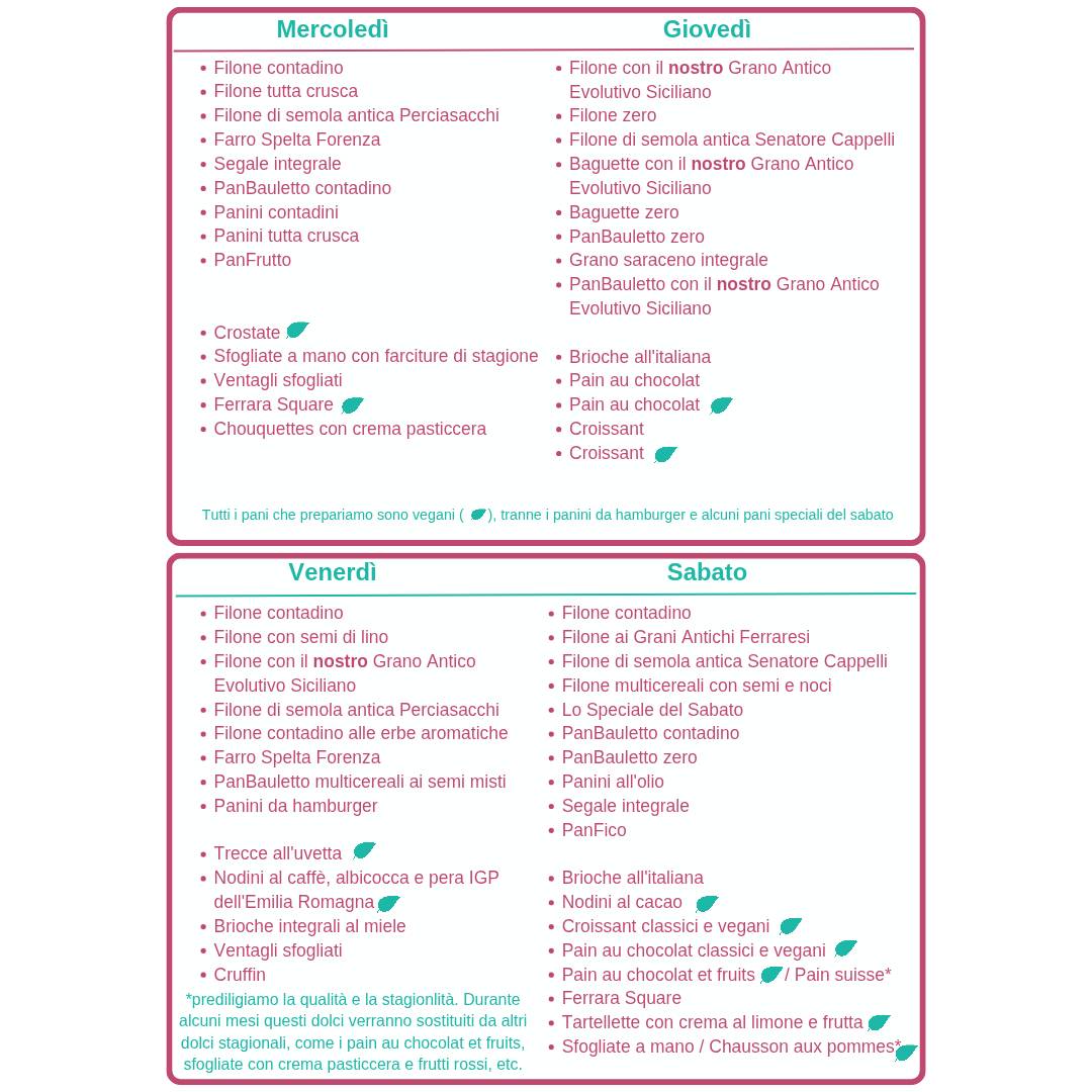 Menu di Filonificio - Microforno 