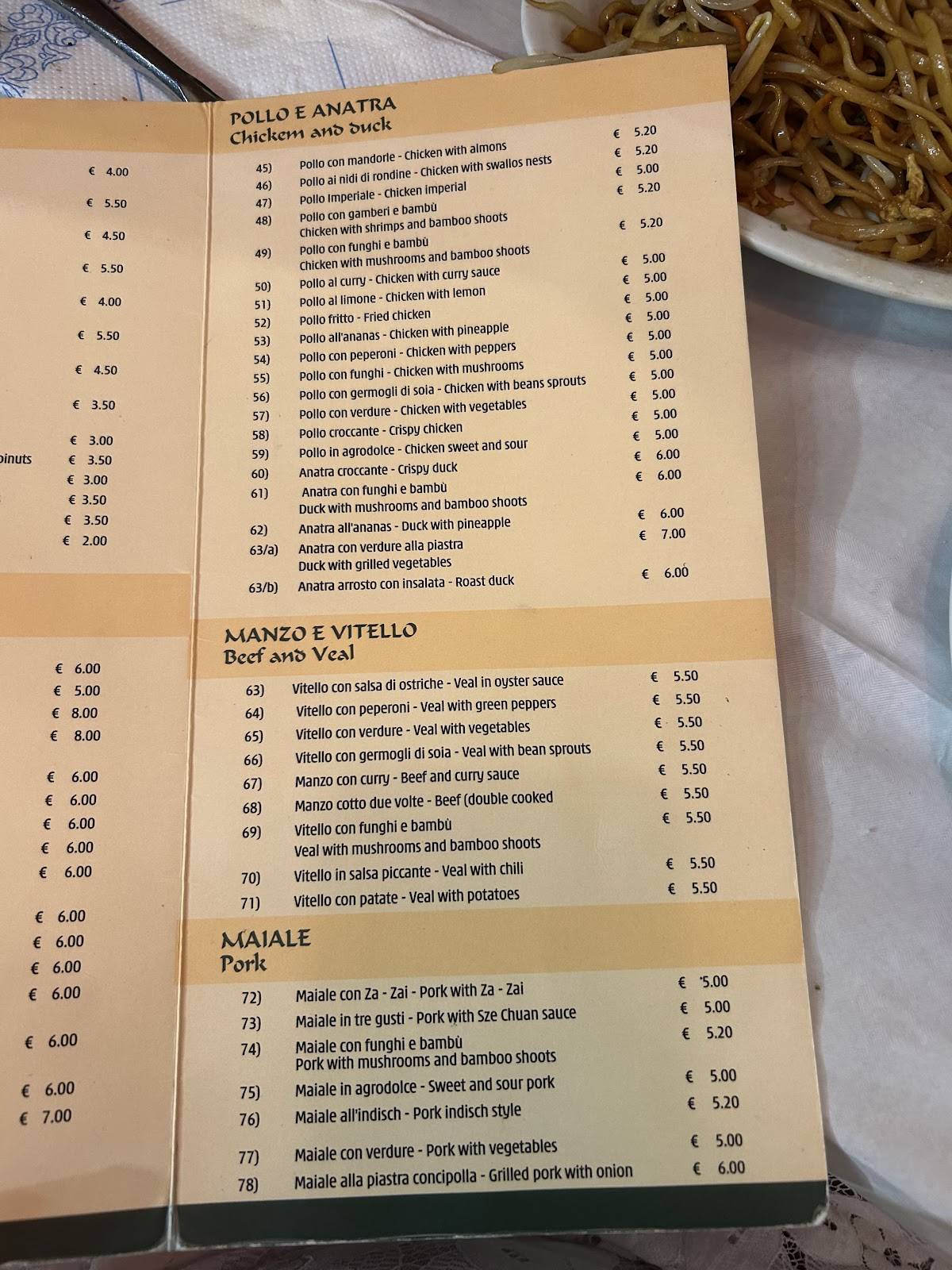Menu di Fior di Loto 