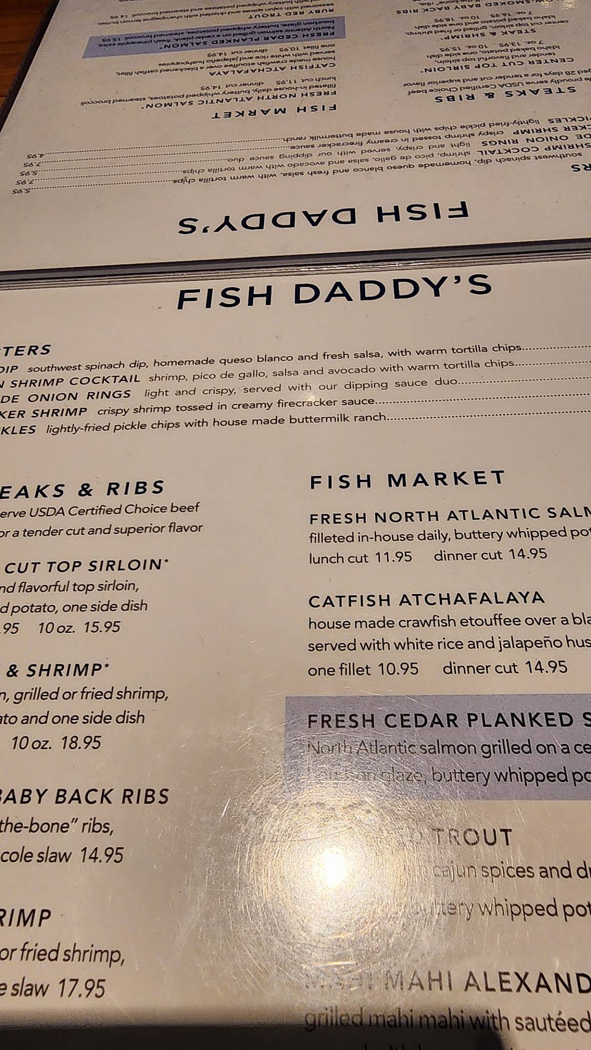 Menu at Fish Daddy's Grill House restaurant, Tulsa
