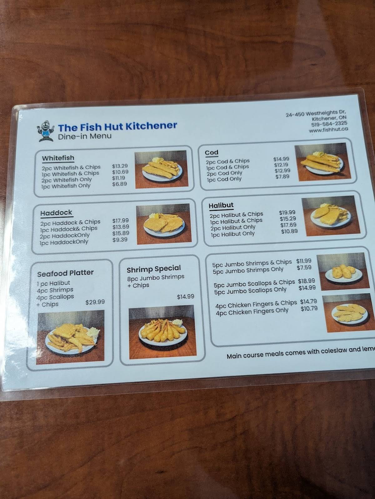 Menu de Fish Hut