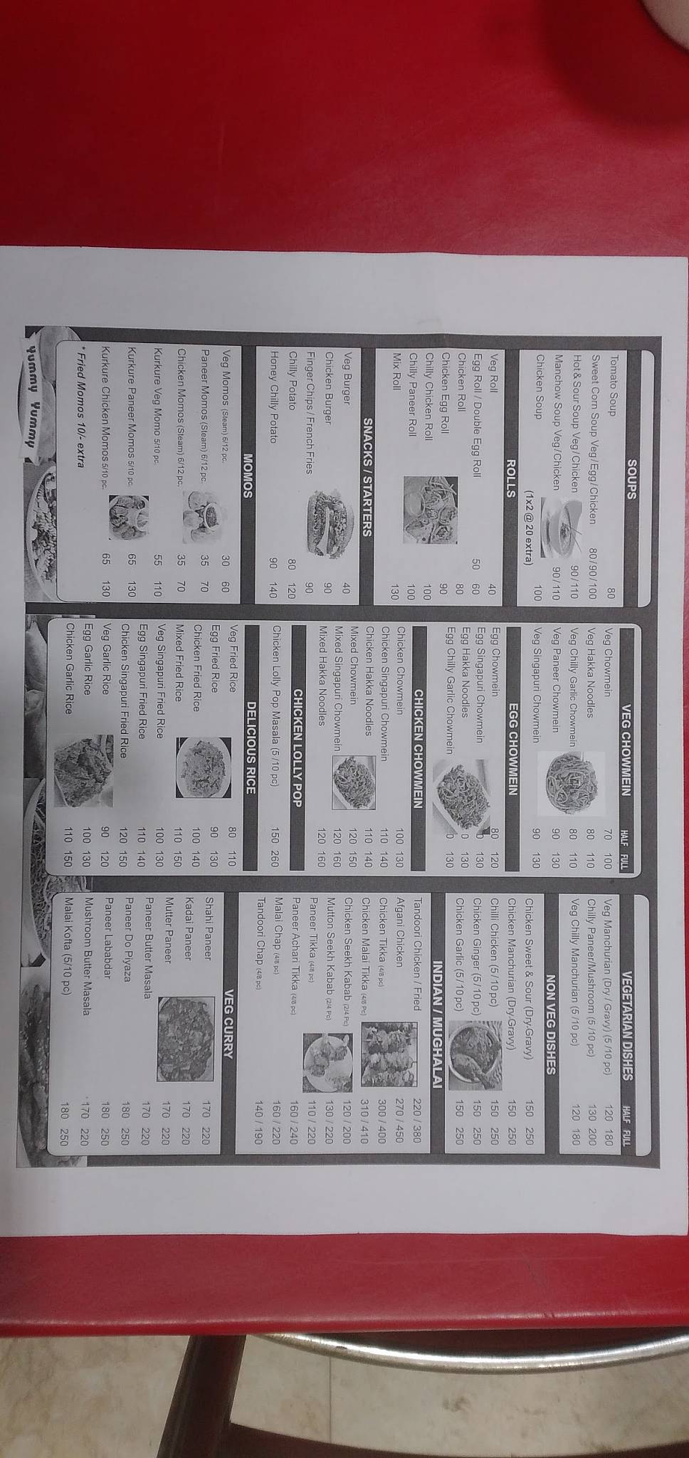 Flaming Spices Restaurant menu