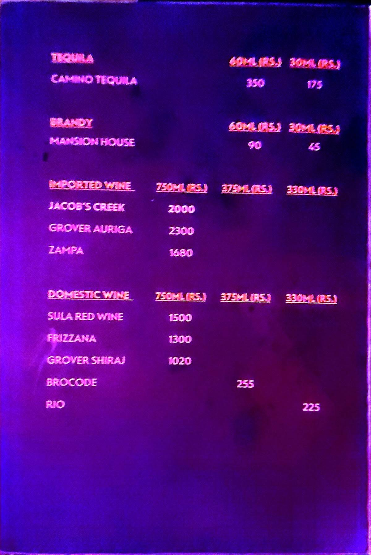 Flamingo Bar & Restaurant menu