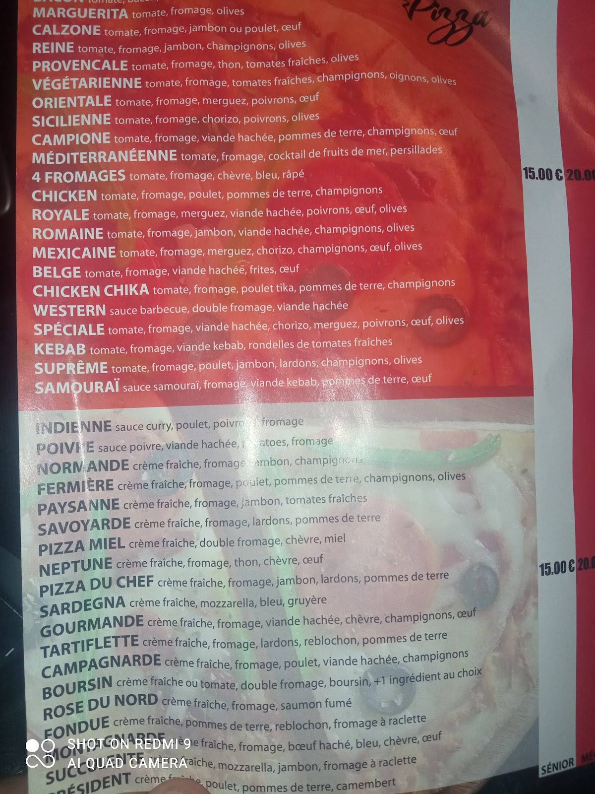 Menu de Flash pizza