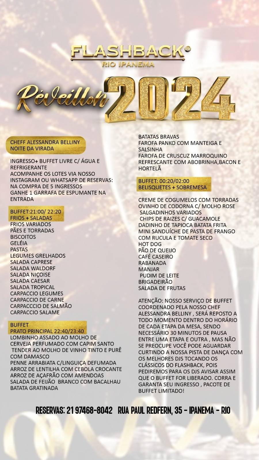 Flashback Rio cardápio