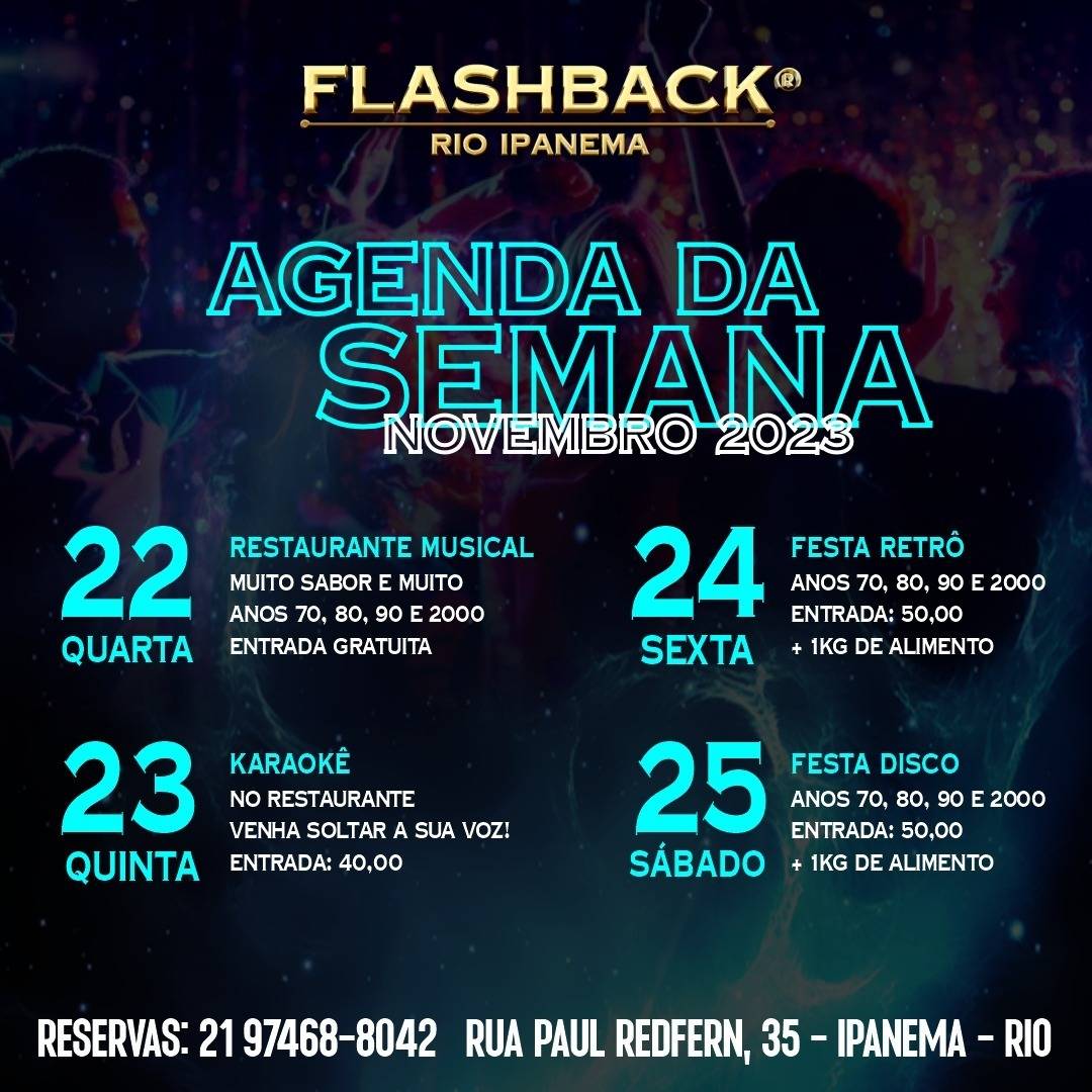 Flashback Rio cardápio