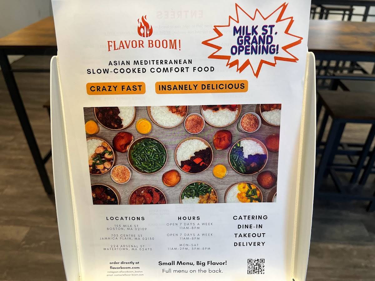 Menu at Flavor Boom! Milk Street restaurant, Boston