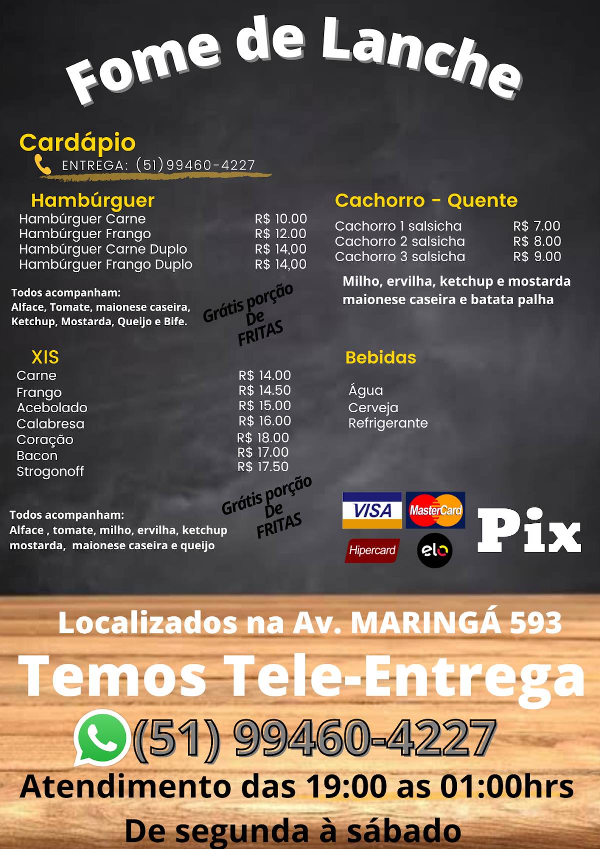 Fome De Lanche cardápio