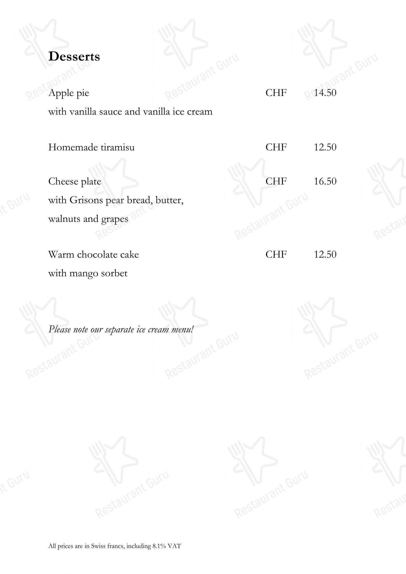 Menu di Fondue Beizli Chur - 菜单