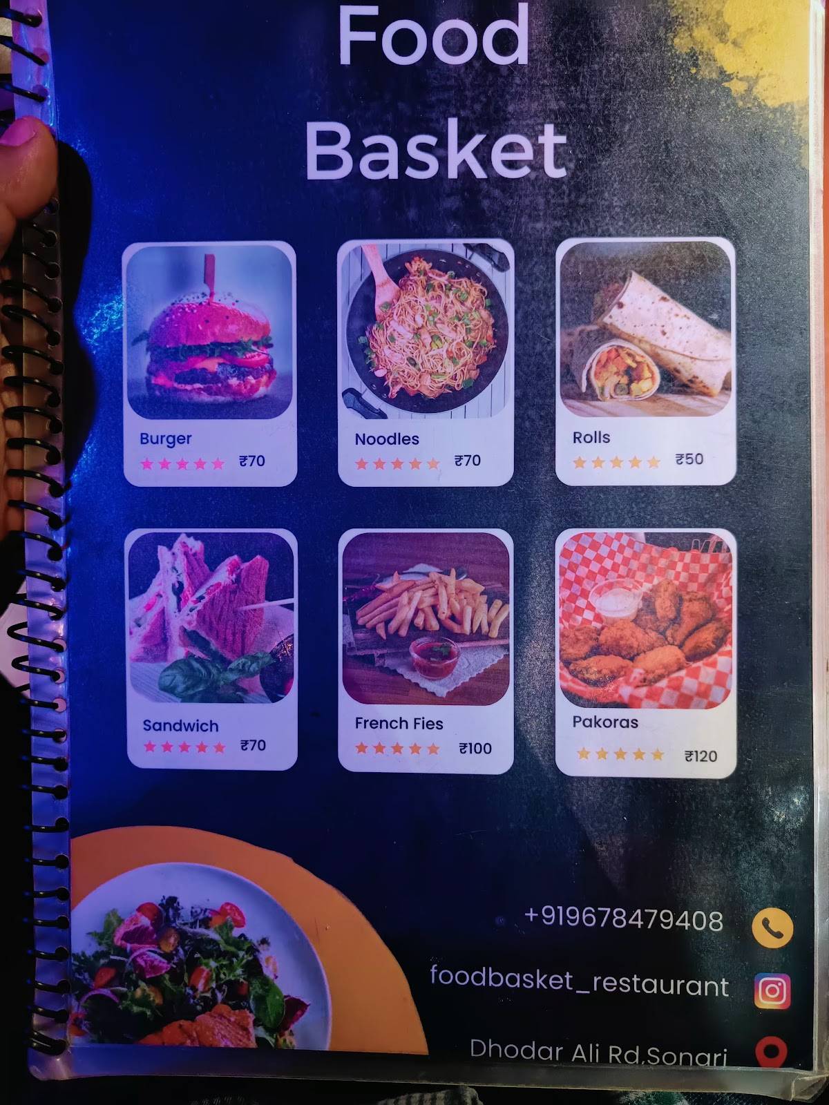 Food Basket menu