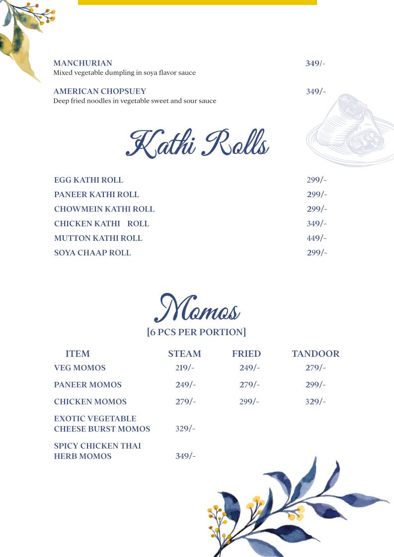 Forest House Cafe menu