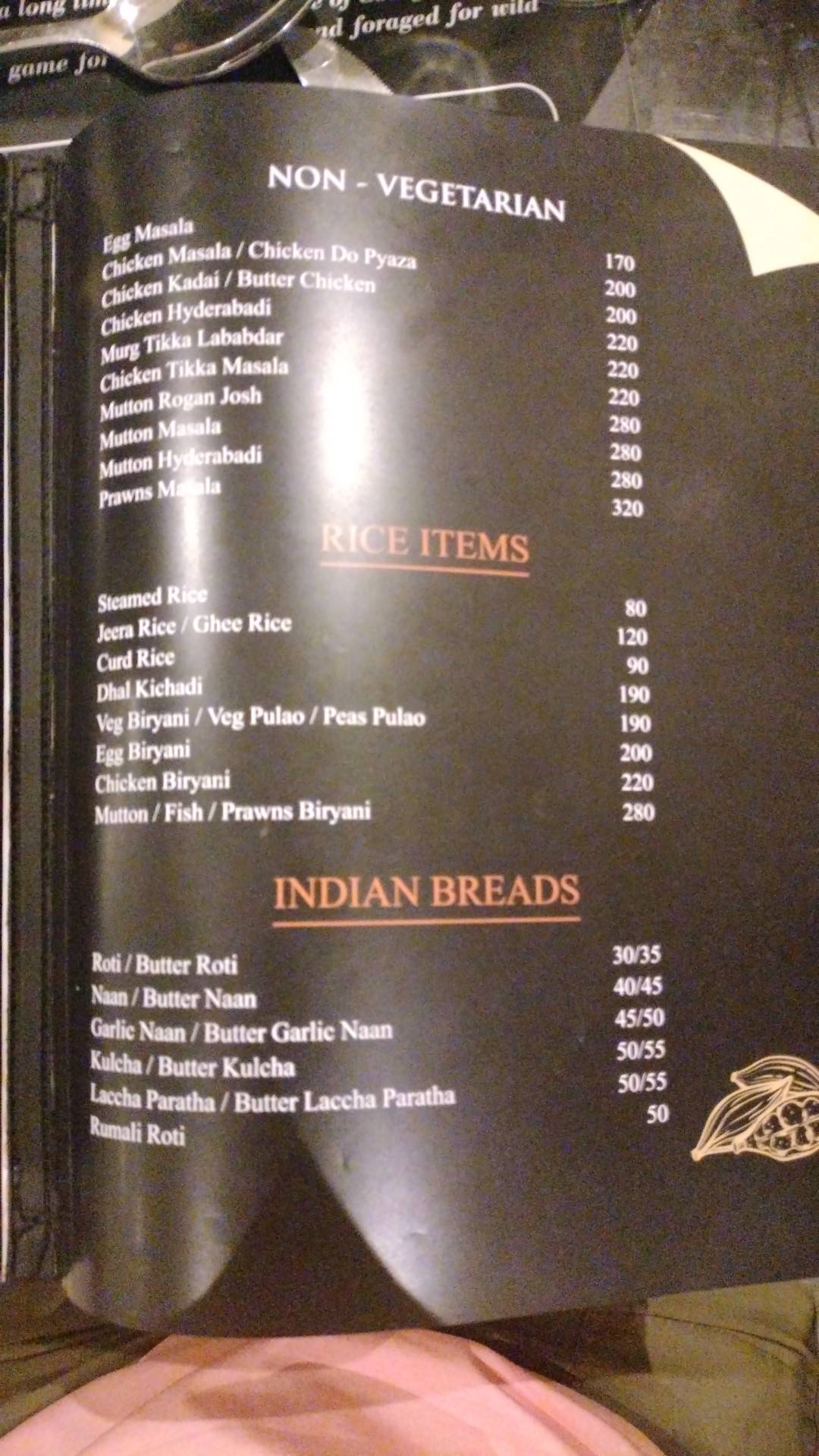 Fort mercara bar and restaurant menu
