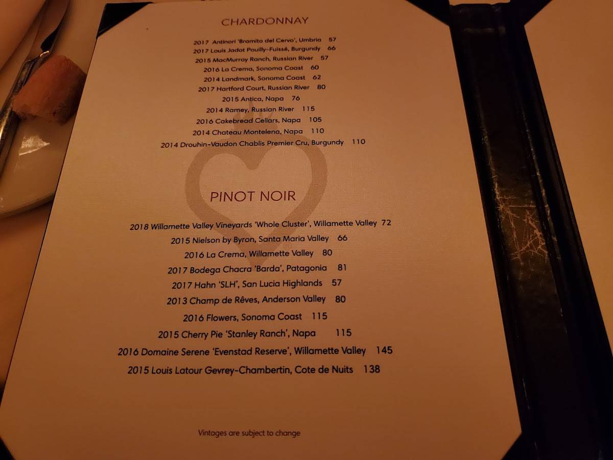 Menu at Foundation Room Las Vegas pub & bar, Las Vegas, S Las Vegas Blvd