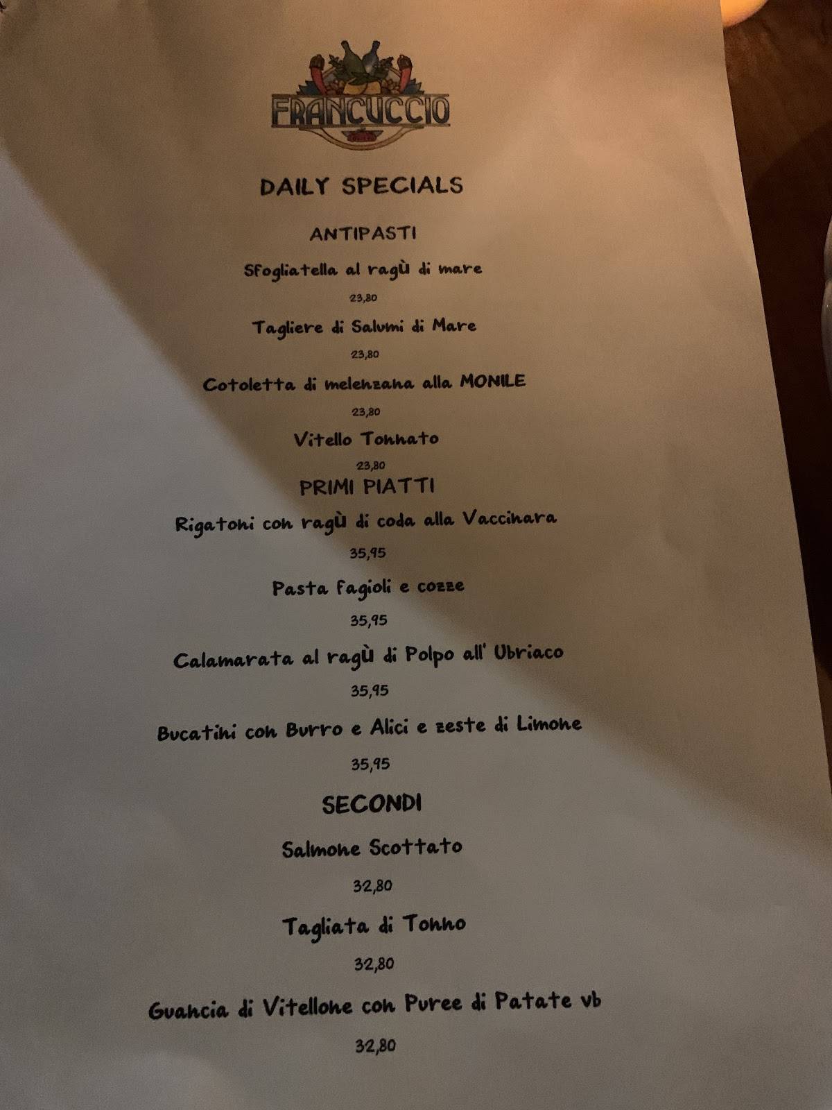 Menu di Francuccio 