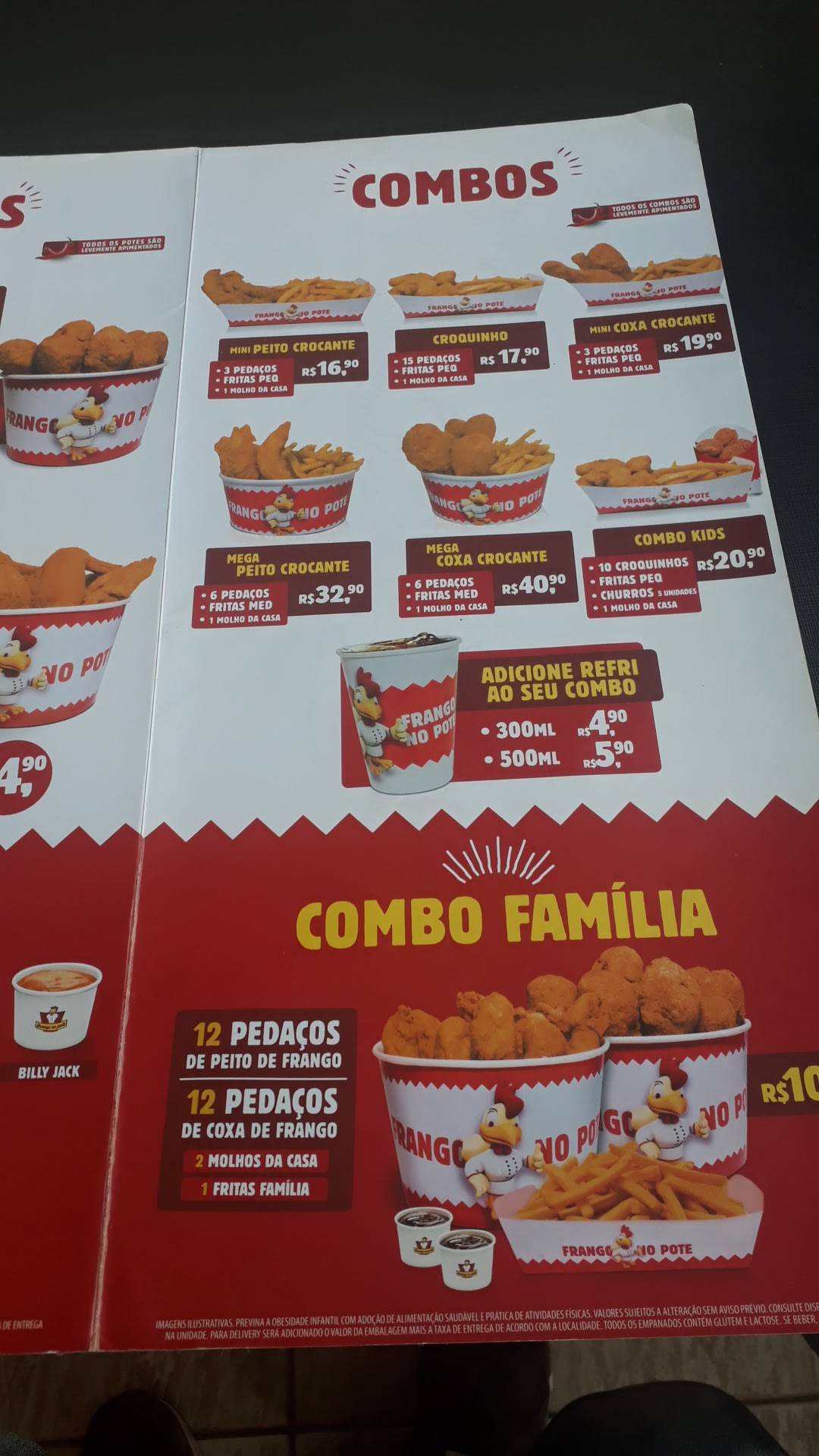 Frango no Pote cardápio