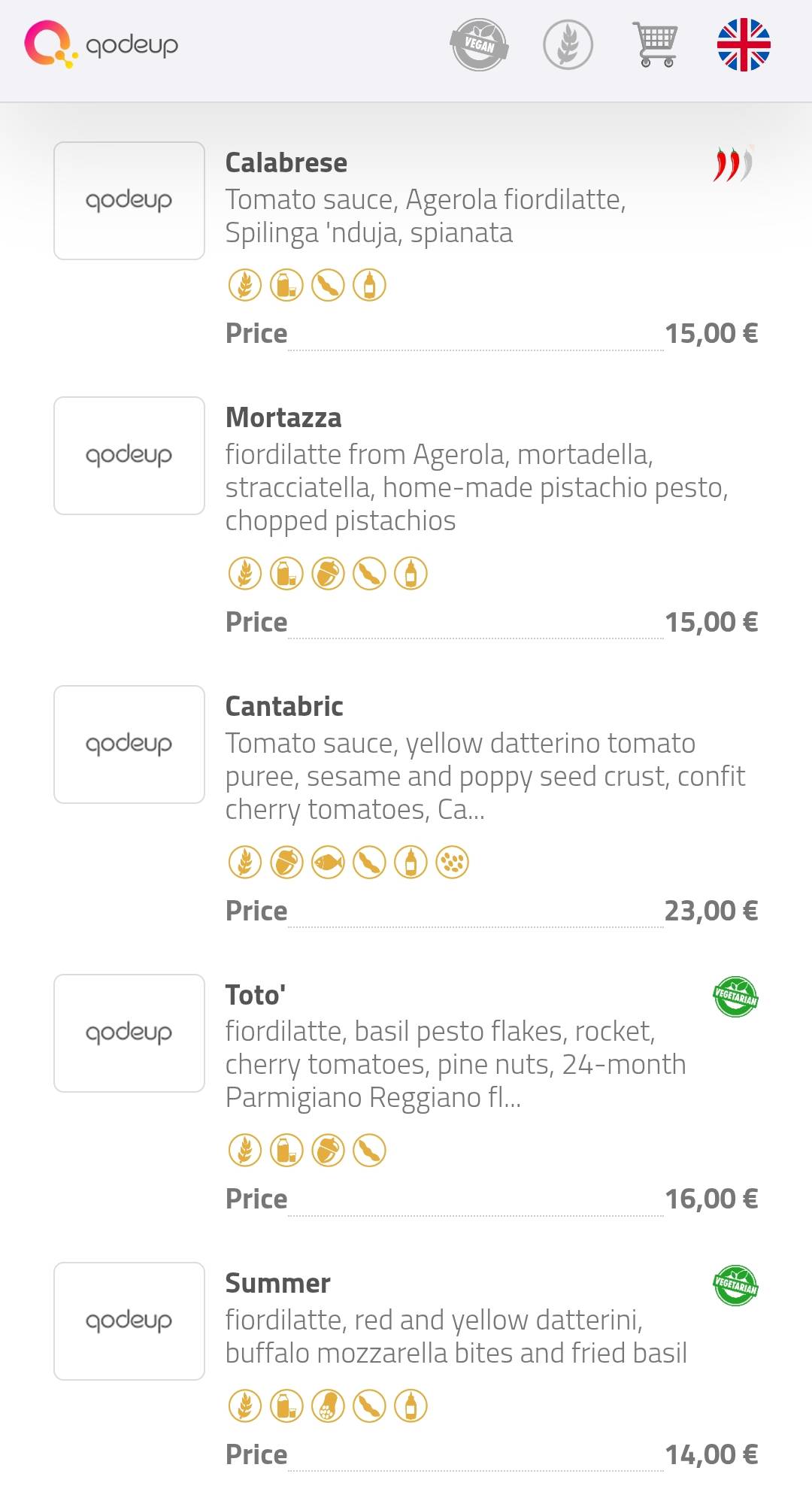 Menu di Fratelli Panza 