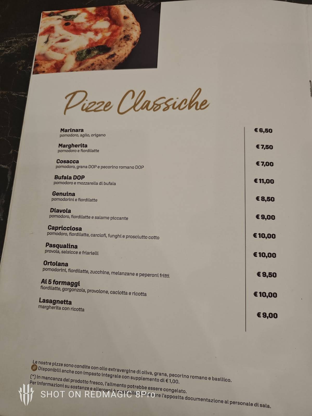 Menu di Fresco Trattoria Pizzeria Sempione 