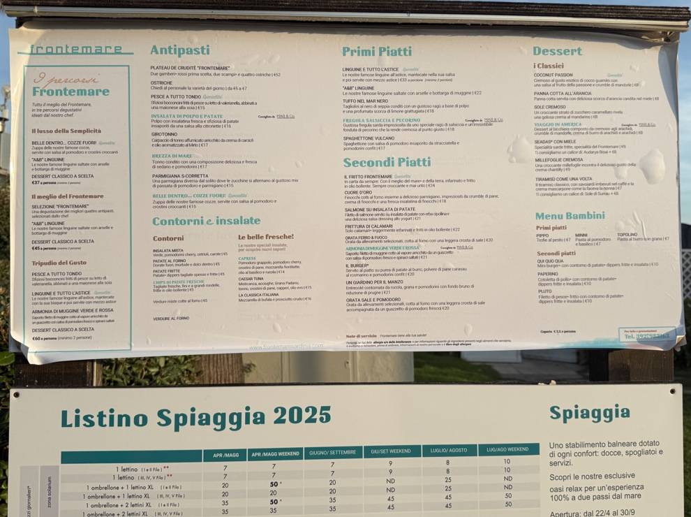 Menu di Frontemare 