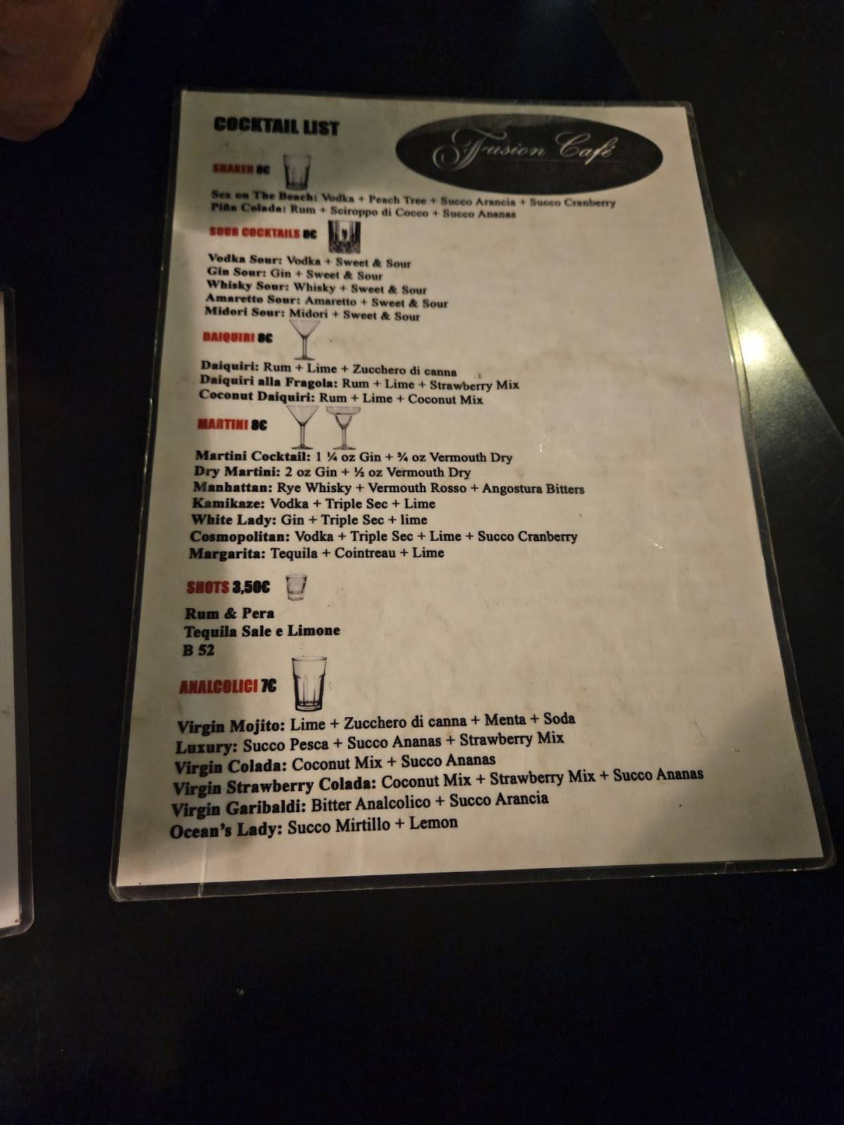 Menu di Fusion Cafè 