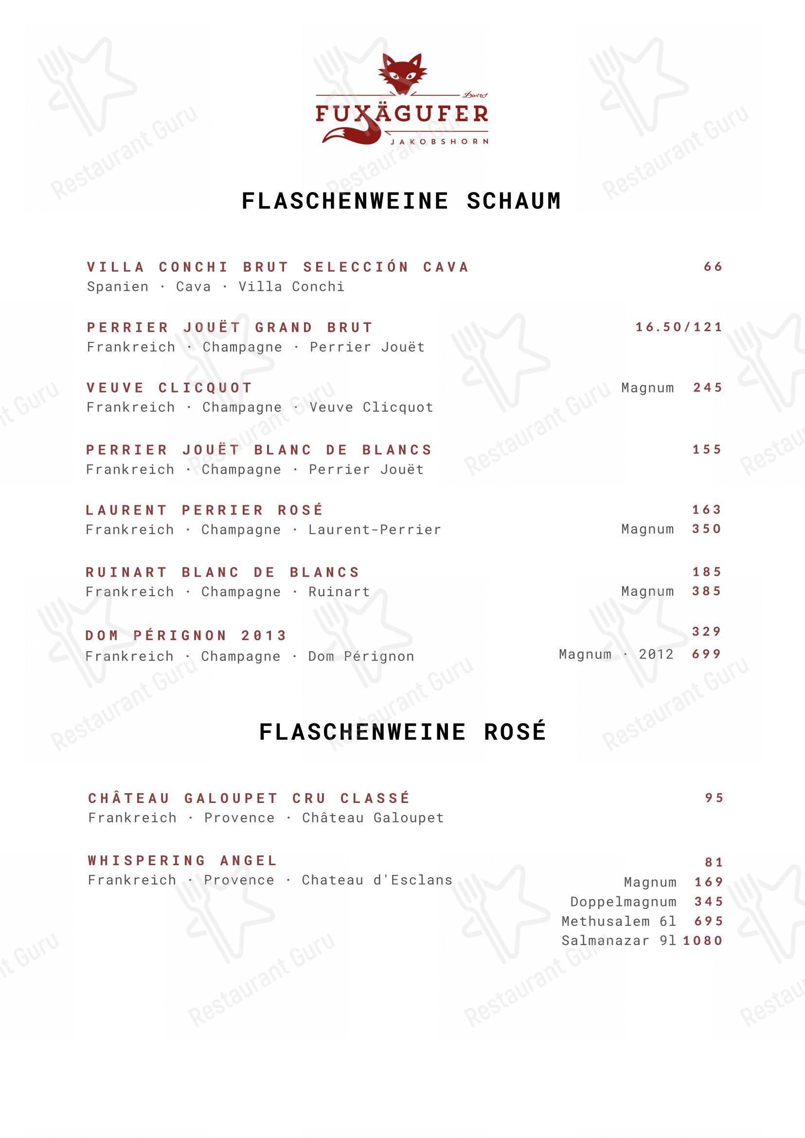 Menu di Fuxägufer - 菜单