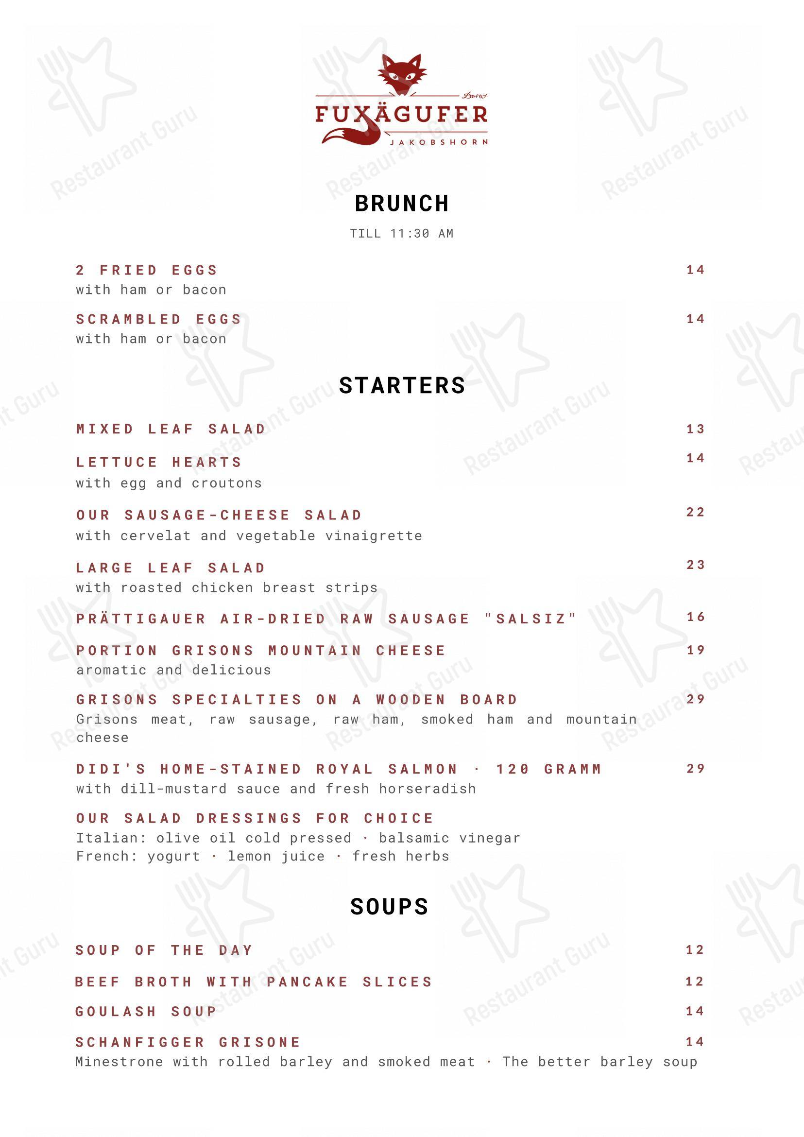 Fuxägufer in Davos - Menu