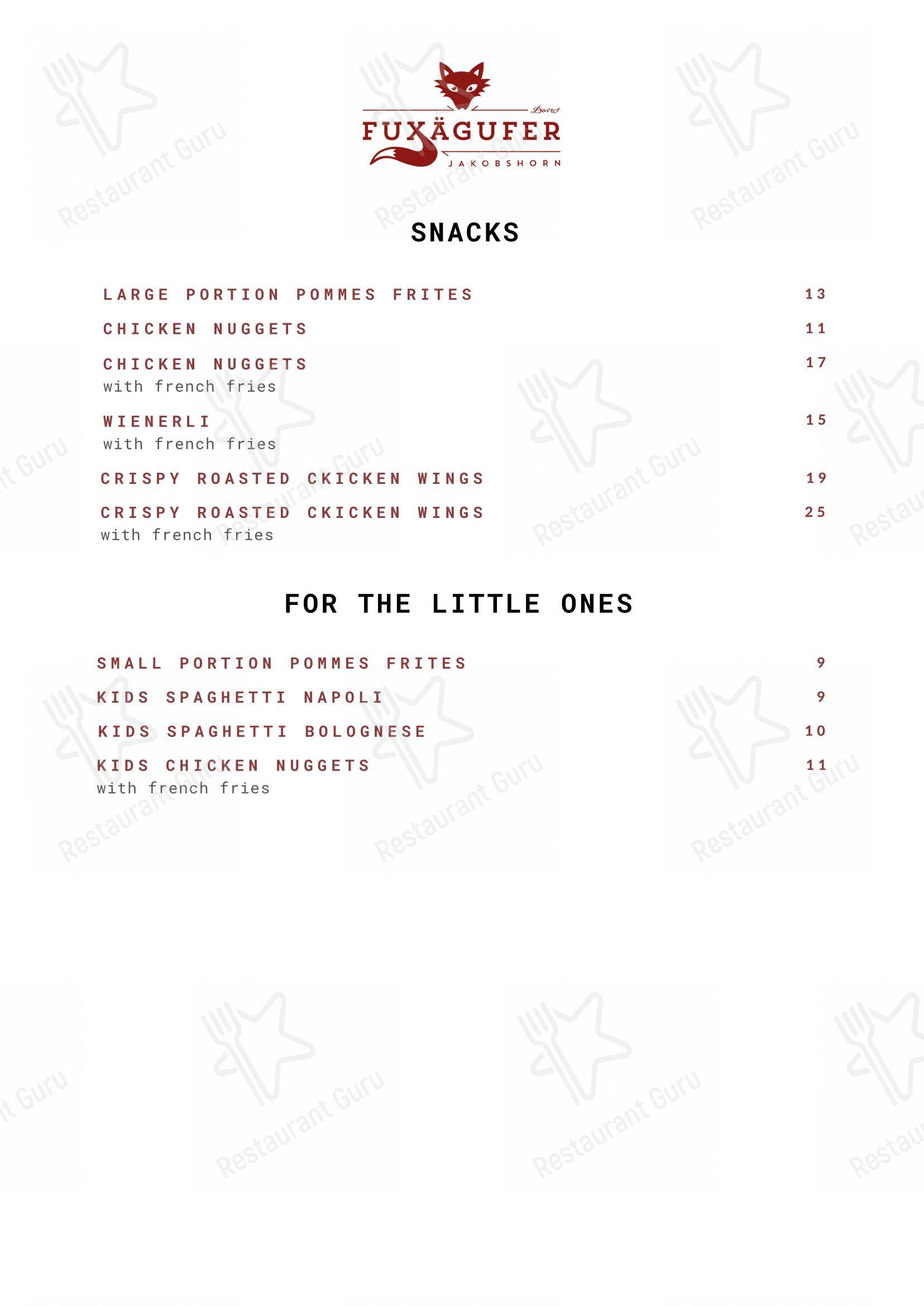 Menu di Fuxägufer - Menu