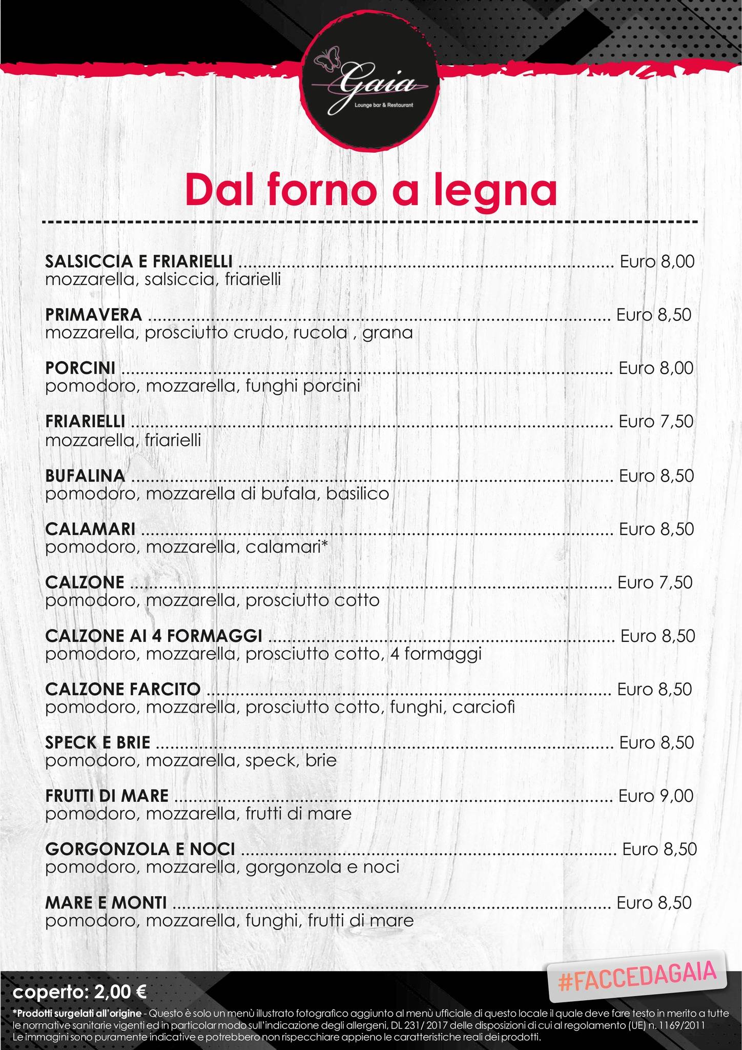 Menu di Gaia lounge bar & restaurant 